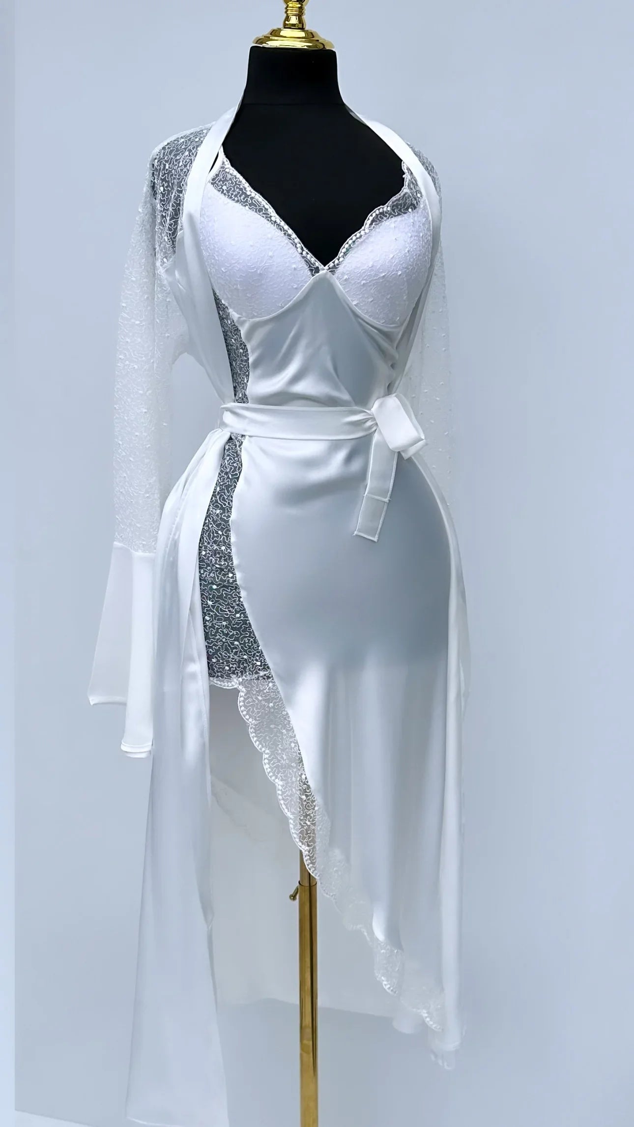 Romance In Grey Nighty - Premium Silk Material